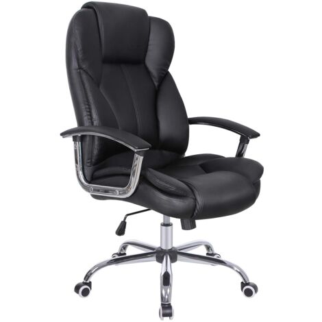 Songmics – Fauteuil de bureau ergonomique noir – Large assise rembourrée – Hauteur réglable 47-57 cm – Appui-tête – OBG57B