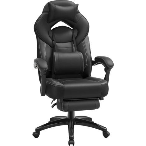 Songmics – Fauteuil gamer ergonomique avec repose-pieds télescopique – Appui-tête réglable – Support lombaire – Capacité de charge 150 kg – OBG077B01