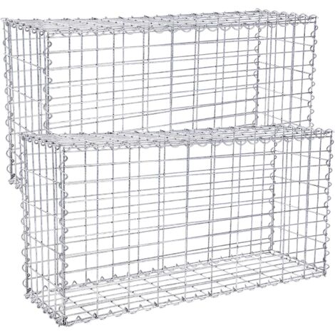 Songmics – Gabion pour pierre 100 x 50 x 30 cm – Acier galvanisé 4 mm – Assemblage sans outil – Décoration de jardin modulable