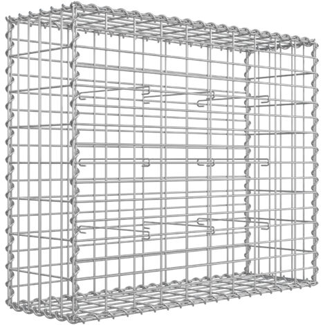 Songmics – Gabion pour pierre 100 x 80 x 30 cm – Cage en métal galvanisé – Maille 5 x 10 cm – Pour mur et décoration de jardin