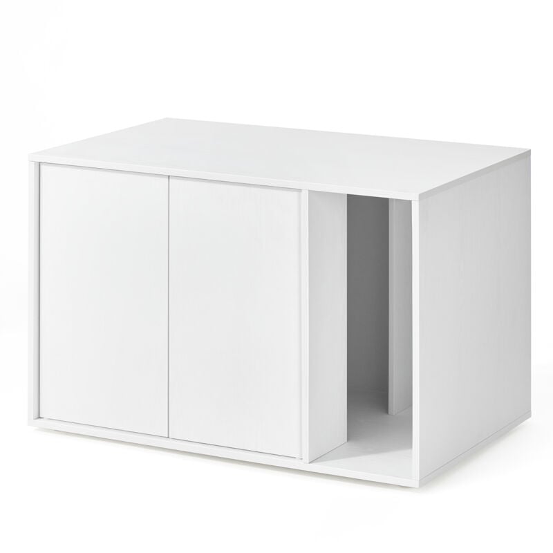 Assemblage Ultra-rapide sans Outils Toolless, Meuble Litière Chat, Cache-litière, pour Grands Chats, Porte à Ouverture par Pression, Table,
