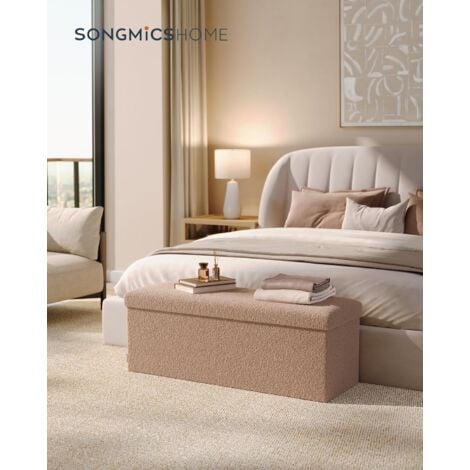 Cassapanca Pouf Contenitore SONGMICS - Ottomano Con Gambe In Legno, Rosa Pastello 40x110x40 Cm, Porta Fino A 300 Kg - Foto 5