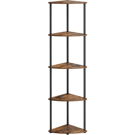 SONGMICS HOME Étagère d'Angle à 5 Niveaux, Assemblage Ultra-rapide sans Outils Toolless, Étagère de Rangement, 38,3 x 27 x 139 cm, pour Salon, Chambre, Cuisine, Marron Rustique