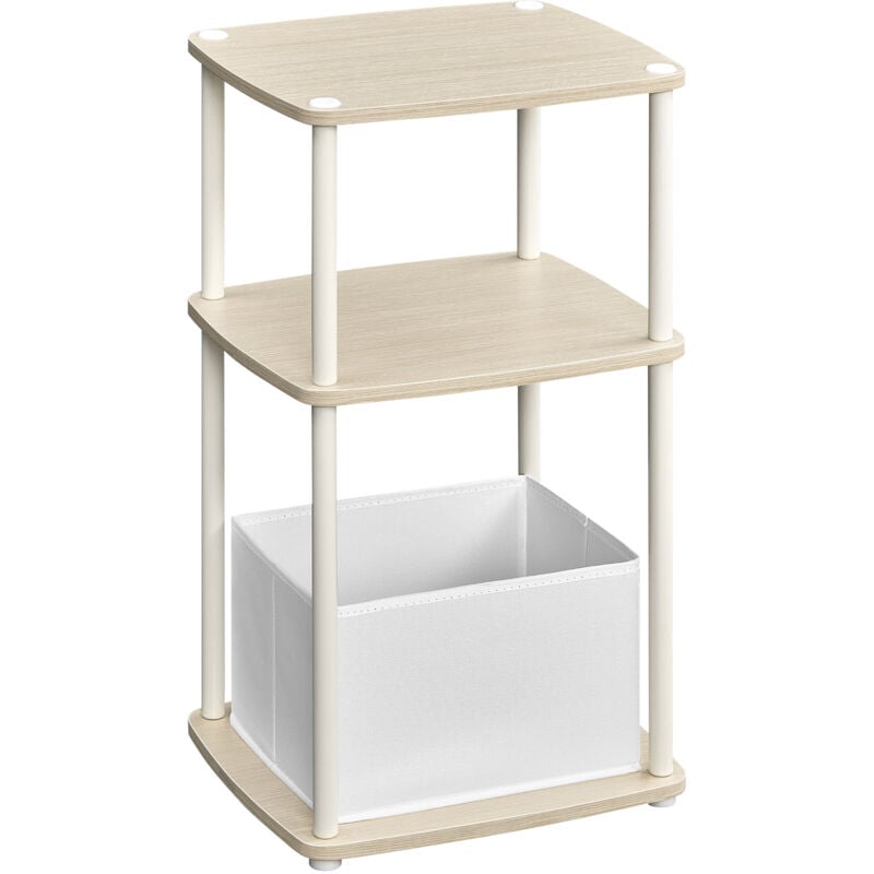 Songmics Home - Table d'Appoint, Table de Chevet, 3 Étagère, Panier en Tissu, pour Chambre, Salon, Cadre en Acier, 30 x 34 x 58 cm, Moderne, Beige