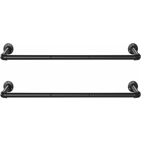SONGMICS Kleiderstangen 1/2er Set, Garderobenstangen im Industrie-Design, Wandmontage, platzsparend, 92 x 30 x 7,5 cm, bis 50 kg belastbar, einfache Montage, für kleine Räume