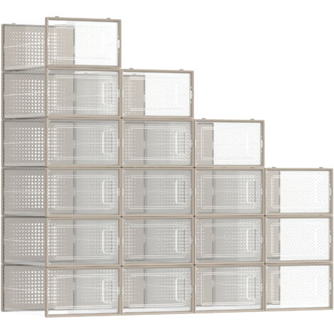 Songmics – Lot de 18 boîtes à chaussures transparentes – Empilables jusqu’à pointure 44 – Dimensions intérieures 30 x 22,5 x 13,5 cm – Trous d’aération