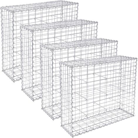 Songmics – Lot de 4 gabions pour pierre 100x80x30cm – Acier galvanisé 4mm – Maille 5x10cm – Assemblage sans outil – Décoration de jardin