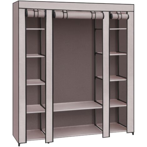 SONGMICS LSF003P02 Armoire en Tissu, Armoire Portable pour Chambre à Coucher, Porte-vêtements, 45 x 150 x 175 cm, 12 Compartiments, Structure en métal, Rose poussiéreux