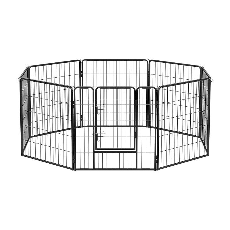 Feandrea - Parc pour Chien, Clôture, Enclos, 8 Grilles de 77 x 80 cm, Noir