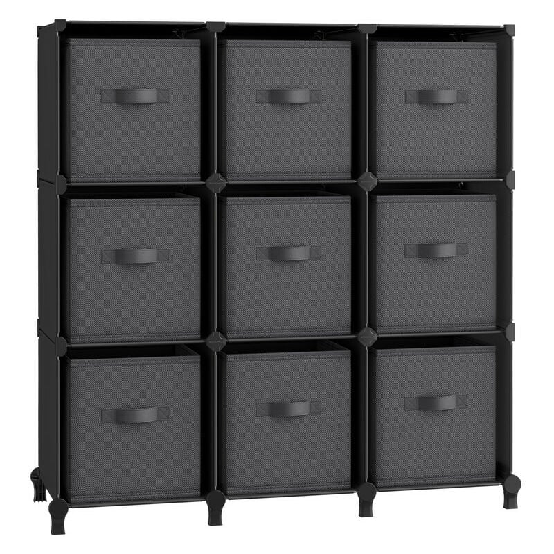 Songmics - Meuble de Rangement avec Boîtes, Meuble à 9 Cases pour Vêtements, Étagères en Tissu Non-tissés, Personnalisable, Extensible, Gain de