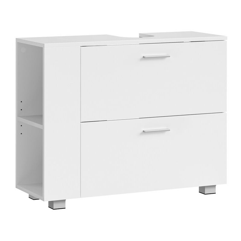 Vasagle - Meuble sous Lavabo avec 2 Grands Tiroirs, Rangement Ouvert Latéral Réversible, Grande Ouverture de Siphon, Montage Facile, 30 x 80 x 64 cm,
