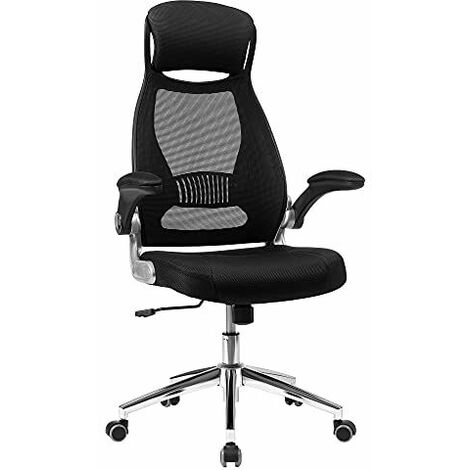 SONGMICS OBN86BK Chaise de bureau ergonomique, Pivotant, Hauteur réglable, Accoudoirs réglables, Dossier
