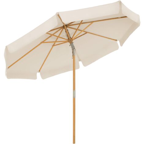SONGMICS Ombrellone da Giardino di 2,7 m, Parasole Ottagonale con Protezione Solare, Palo e Stecche in Legno, Inclinabile, Base Non Inclusa, per Terrazzo Balcone Esterno, Beige GPU270M01