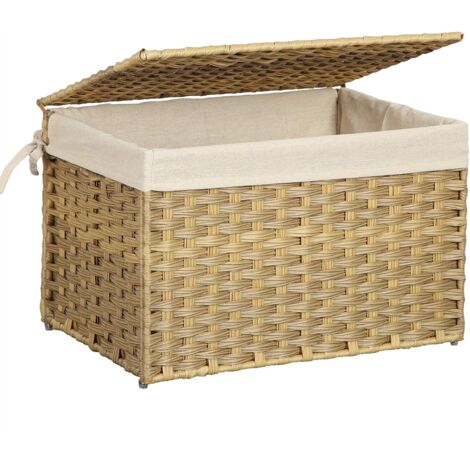 Songmics – Panier à linge en rotin synthétique 65 L – Doublure amovible – Poignées pour transport facile – Résistant à la moisissure – RST56NL