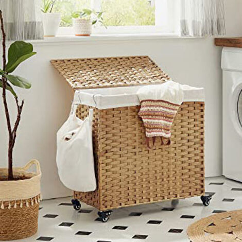 Panier à bûches sur roulettes en osier SHOPPER
