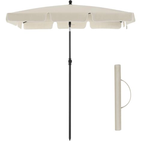 Songmics – Parasol balcon rectangulaire 1,8 x 1,25 m – Protection UPF 50+ – Inclinaison réglable – Mât en acier – Sac de transport – Beige GPU180M01