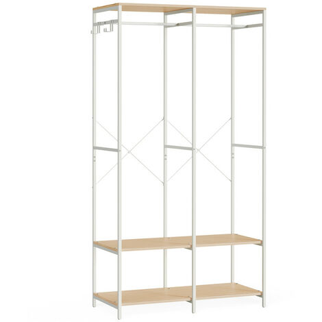 Songmics – Penderie métal pliable 40 x 94,5 x 180 cm – Étagères de rangement avec tringle – Capacité de charge 146 kg – Couleur beige naturel