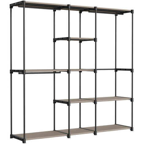 Songmics – Penderie pliable en acier et tissu non-tissé – Dimensions 182 x 43 x 182 cm – 3 compartiments et étagères amovibles – Charge max 130 kg