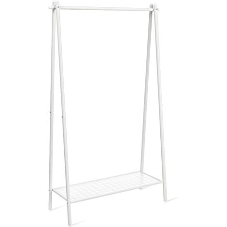 Songmics – Portant à vêtements acier blanc avec tringle et étagère – Dimensions 33,5 x 92,5 x 153 cm – Charge max 40 kg – Pour chambre et vestiaire