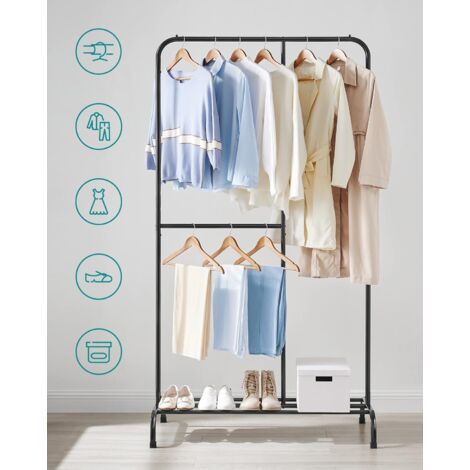 Songmics – Portant à vêtements en acier noir – Charge 100 kg – Tringle réglable et étagère de rangement – 105 x 50 x 195 cm – HSR103B01
