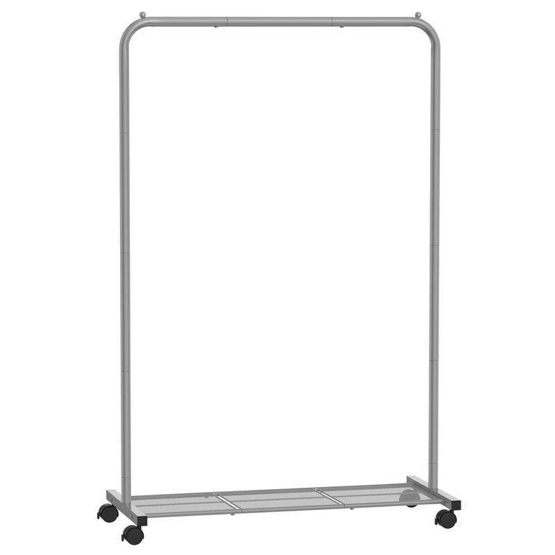 Songmics - Portant à Vêtements en Métal, Porte-vêtements, Porte-manteau Longueur 91 cm, avec Étagère de Rangement, Roulettes, 2 Freins, Barre