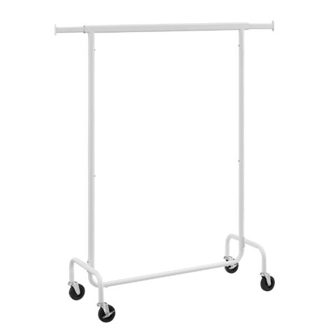 Songmics – Portant à vêtements avec roulettes – Tringle télescopique 110-150 cm – Capacité 130 kg – Acier chromé – 4 roulettes pivotantes