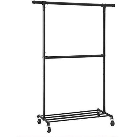 Songmics – Portant à vêtements industriel 110 kg – Tube en acier enduit de poudre – Dimensions 130 x 49 x 198 cm – HSR62BK