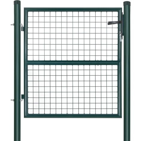 SONGMICS Portillon de Jardin en Acier galvanisé, Portail de Jardin, Porte de clôture, avec Serrure, poignée et clé, 100 x 106 cm (L x H), Vert GGD150G01