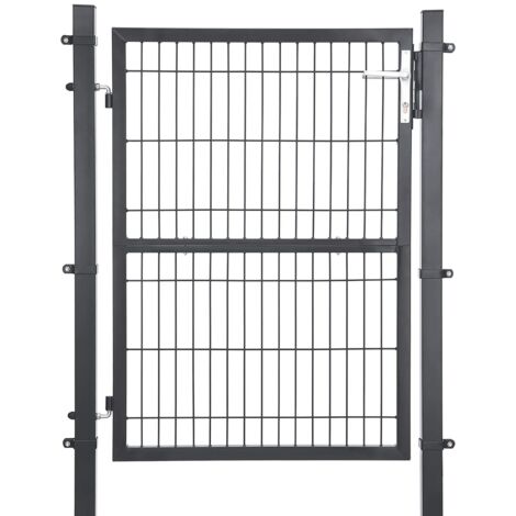 Songmics – Portillon en acier galvanisé 125 x 106 cm – Serrure en cuivre et poignée inox – Résistant aux intempéries – GGD175GY
