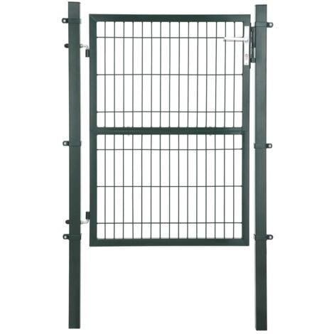 SONGMICS Portillon en Acier Galvanisé, Portail de Clôture, Porte de Jardin, avec Serrure, Poignée et Clé de Qualité, 125 x 106 cm (L x H), Vert GGD175L