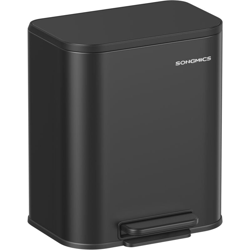 Songmics - Poubelle de Cuisine, Poubelle à Pédale 20L, Poubelle en Acier, Couvercle à Fermeture Douce, Reste Ouverte, Seau Intérieur, Pédale Large