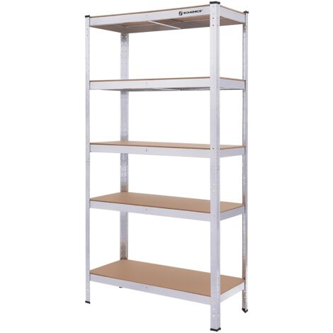 Songmics – Rayonnage 180 x 90 x 40 cm – Charge lourde acier galvanisé – 5 tablettes MDF – Capacité 875 kg – Kit anti-basculement inclus