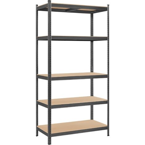 Songmics – Rayonnage étagère 5 niveaux 50 x 100 x 200 cm – Charge 600 kg – Planches réglables en acier traité – Pour garage, entrepôt, cave