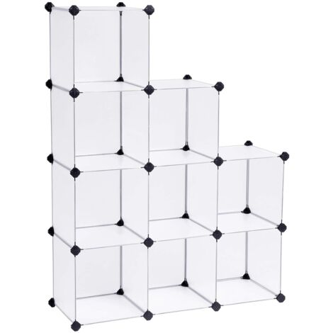 Regalsystem Cube Aufbewahrung Badregale Schuhregal Sideboard Kommode Kleiderschrank Aufbewahrungsbox Weiß 93 x 31 x 123 cm LPC115S - White