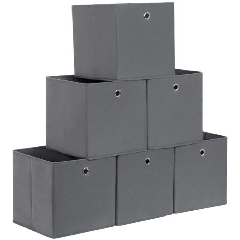 SONGMICS RFB02G-3 - Scatola portaoggetti, 30 x 30 x 30 cm, 6 pezzi, colore: grigio