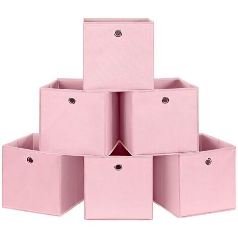 SONGMICS Rfb02Pk-3 Set Di 6 Scatole Di Stoffa Pieghevoli In Tessuto Non Tessuto, Cubiche, Per Riporre Giocattoli E Vestiti, Rosa
