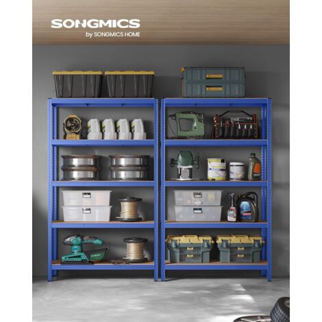 Scaffale Blu Relaxdays 5 Ripiani - Portata 500 Kg, 180x70x45 Cm, Per Garage E Cantina