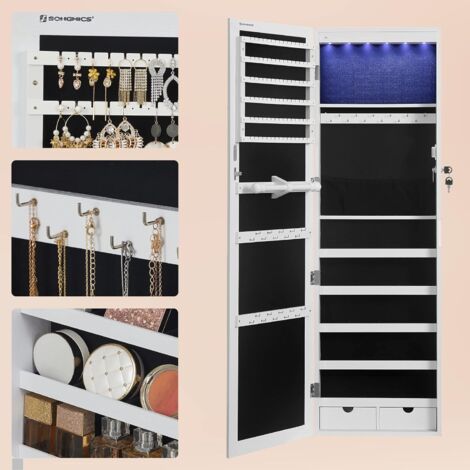 Schmuckschrank Spiegelschrank TürmontageWandmontage SONGMICS Schmuckschrank »JBC93W« Hängender Spiegelschrank