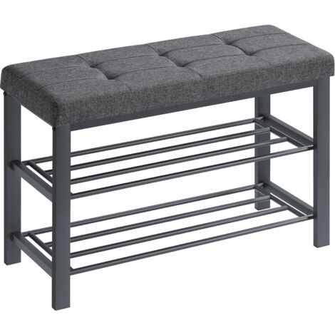SONGMICS Shoe Bench, 3-Tier Rack for Entryway, 80  31  49cm, Dark Gray and Black LBS57GYZ