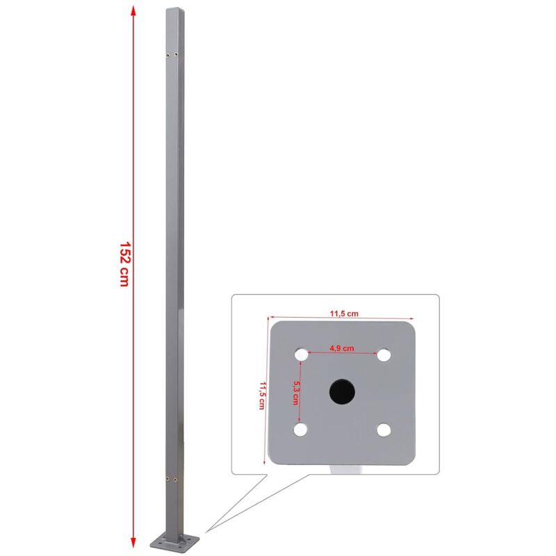 

Soporte portador para carcasa del toldo lateral 11,5 x 11,5 x 152 cm Gris GSA002 - Gris