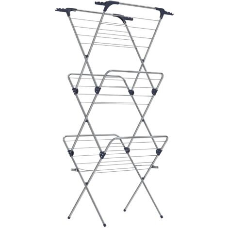 SONGMICS Stendibiancheria Verticale a Torre, Stendino Pieghevole e Salvaspazio, Struttura in Acciaio, 46 x 70,5 x 155 cm, Stenditura di 20 m, Uso Interno ed Esterno, Grigio LLR720G01
