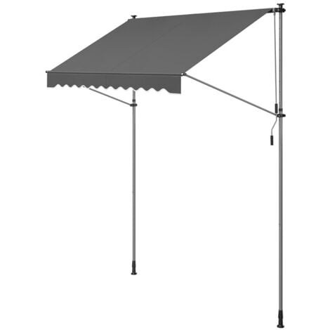 SONGMICS Store Banne Rétractable, Store Manuel, Réglable en Hauteur, avec Manivelle pour Balcon, Jardin, Terrasse, 250 x 120 cm, Gris Anthracite