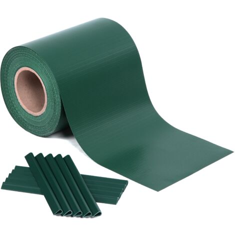 SONGMICS Strisce Privacy in PVC, Pellicola per Recinzione 40 m x 19 cm, Spessa e Opaca, con 25 Clip di Fissaggio, Verde GPJ040L