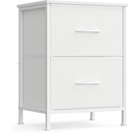 Songmics – Table de chevet 2 tiroirs en tissu non-tissé – Acier et MDF – Dimensions 30x39,6x52,2 cm – Blanc nuage et blanc neige
