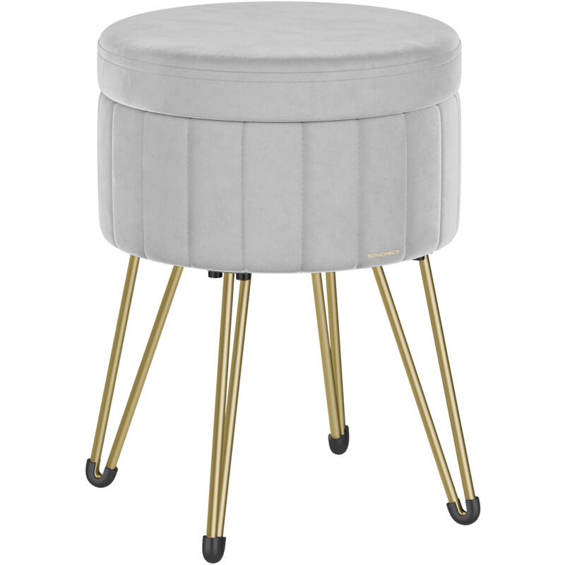 Songmics - Tabouret Rangement, Siège Rond, Tabouret Coiffeuse, Pouf en Velours, Repose-pieds, 39 x 44,4 cm (Diamètre x h), 4 Pieds en Métal, pour Songmics - Tabouret Rangement, Siège Rond, Tabouret Coiffeuse, Pouf en Velours, Repose-pieds, 39 x 44,4 cm (Diamètre x h), 4 Pieds en Métal, pour