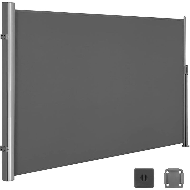 

180 x 350cm Toldo lateral para balcón y terraza, Protección de la intimidad, Protección solar, Persiana lateral, Gris antracita, GSA185G - Gris