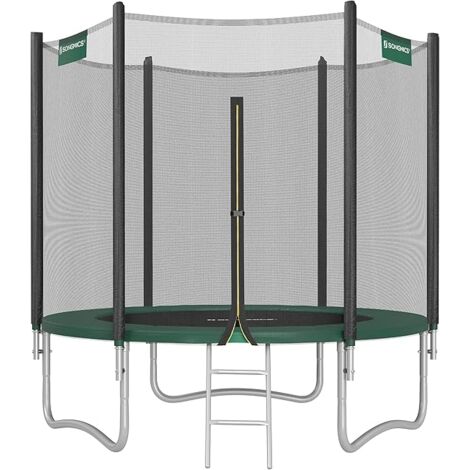 Songmics – Trampoline extérieur Ø 244 cm – Échelle amovible – Filet de sécurité – Charge maximale 80 kg – Cadre en acier galvanisé