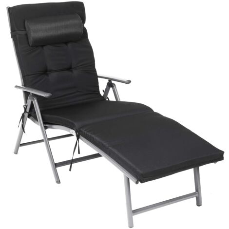 Songmics – Transat inclinable pliable avec matelas épais 6cm – Charge max 150kg – Tissu synthétique résistant UV – GCB24BK