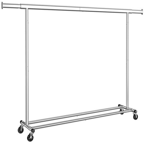 Songmics – Tringle à vêtements extensible sur roulettes – Charge maximale 150 kg – Tubes en acier renforcé – Montage facile et rangement rapide