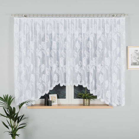 SONIA - Cortina jacquard confeccionada con corte en la parte inferior - 450x160 cm - blanco